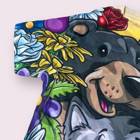 NWOT Toddler All Over Bright Graphic Print Animal Flower S/S Tee Shirt Size 3 - Picture 4 of 9